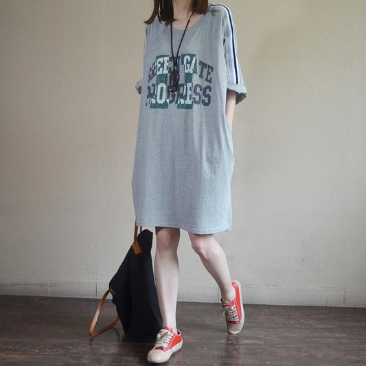 Fashion Casual Loose Letter Cotton Dress