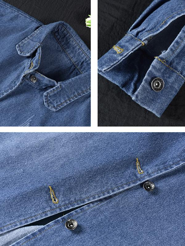 Fashion Classic Wild Solid Color Denim Long Coat