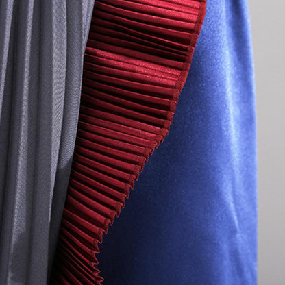 Fashion Half Pleated Spliced A-Line Skirt