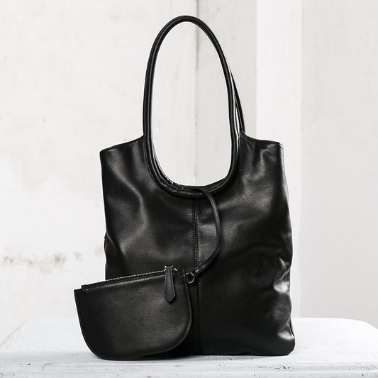 Fashion Leather Tote Bag With A Small Bag