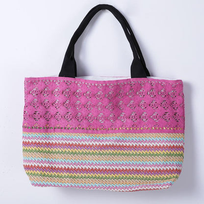 Fashion Polyester Plastic Paper Potton Hollow Out Casual Tote Women Shoulder Bag