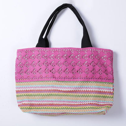 Fashion Polyester Plastic Paper Potton Hollow Out Casual Tote Women Shoulder Bag