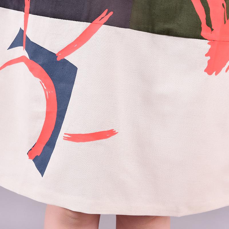 Fashion Printed Loose Cotton Linen Dress