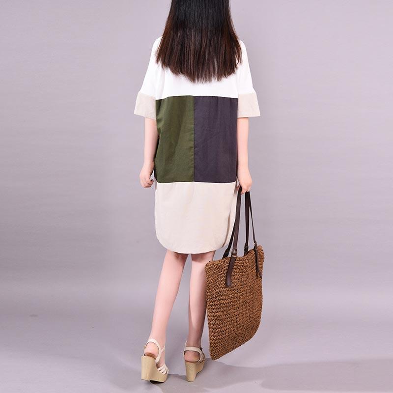 Fashion Printed Loose Cotton Linen Dress