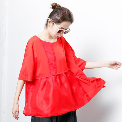 Fashion Pure Color Spliced Comfortable T-Shirt