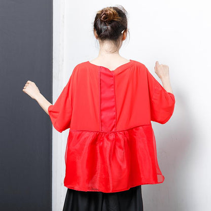 Fashion Pure Color Spliced Comfortable T-Shirt