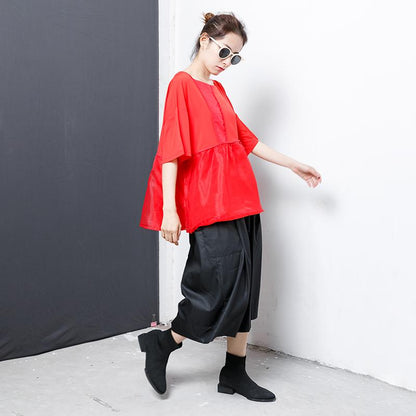 Fashion Pure Color Spliced Comfortable T-Shirt