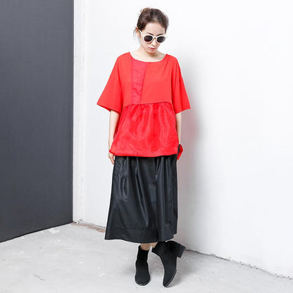 Fashion Pure Color Spliced Comfortable T-Shirt