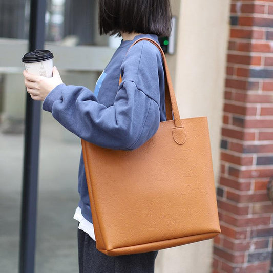 Fashion Simple Pure Color PU Handbag