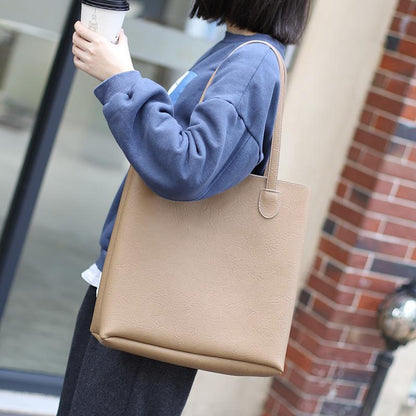 Fashion Simple Pure Color PU Handbag