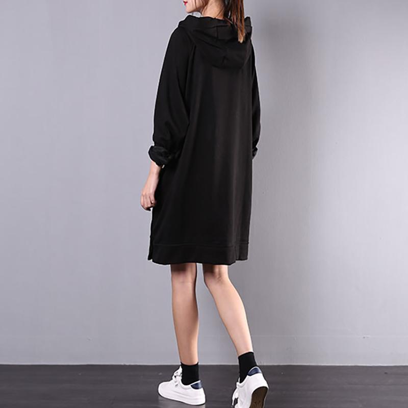 Buykud Fashion Solid Color Soft Comfortable Hooded Dress