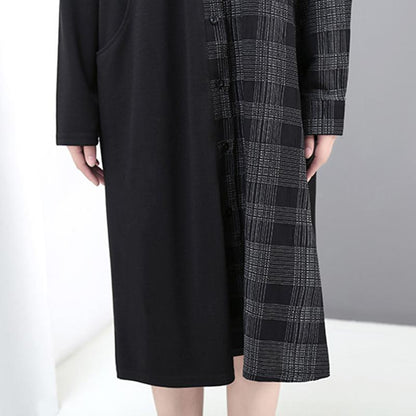 Fashion Spliced Plaid Shirt Dress