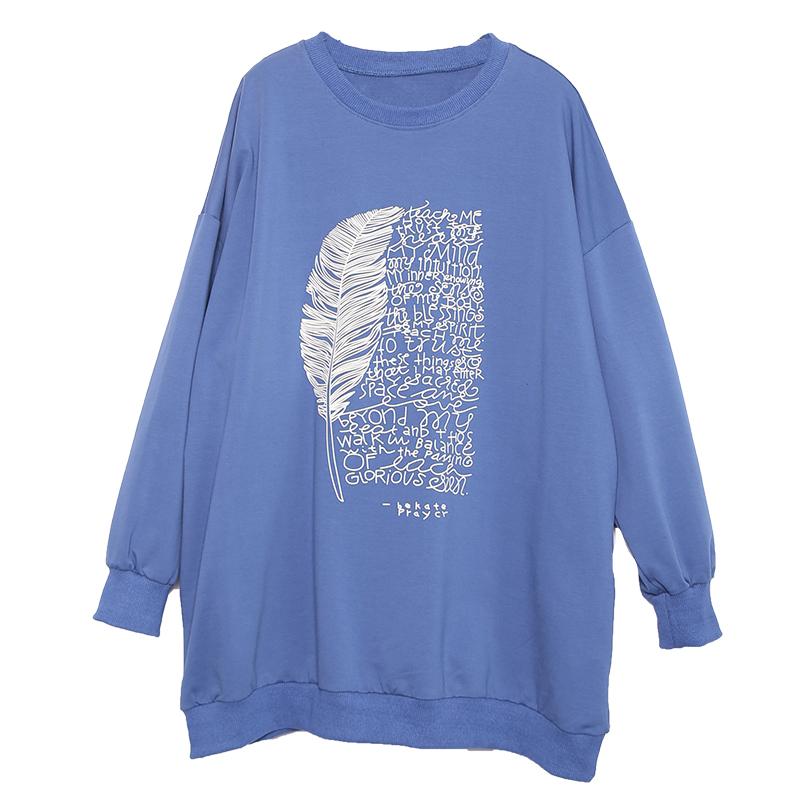Feather And Letters Casual Loose Sweatshirt