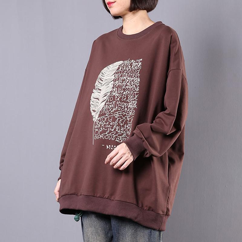 Feather And Letters Casual Loose Sweatshirt