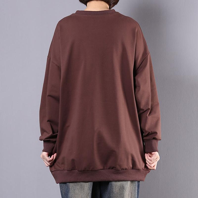 Feather And Letters Casual Loose Sweatshirt