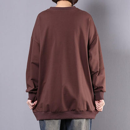 Feather And Letters Casual Loose Sweatshirt