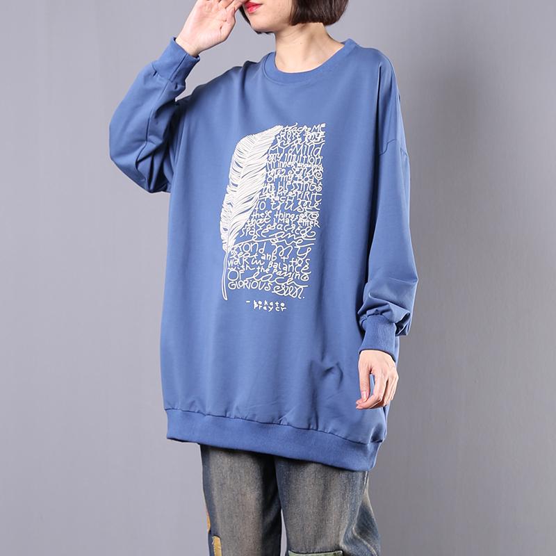 Feather And Letters Casual Loose Sweatshirt