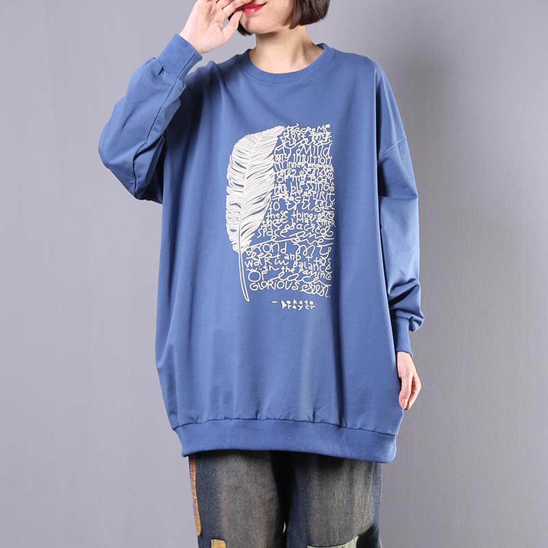 Feather And Letters Casual Loose Sweatshirt