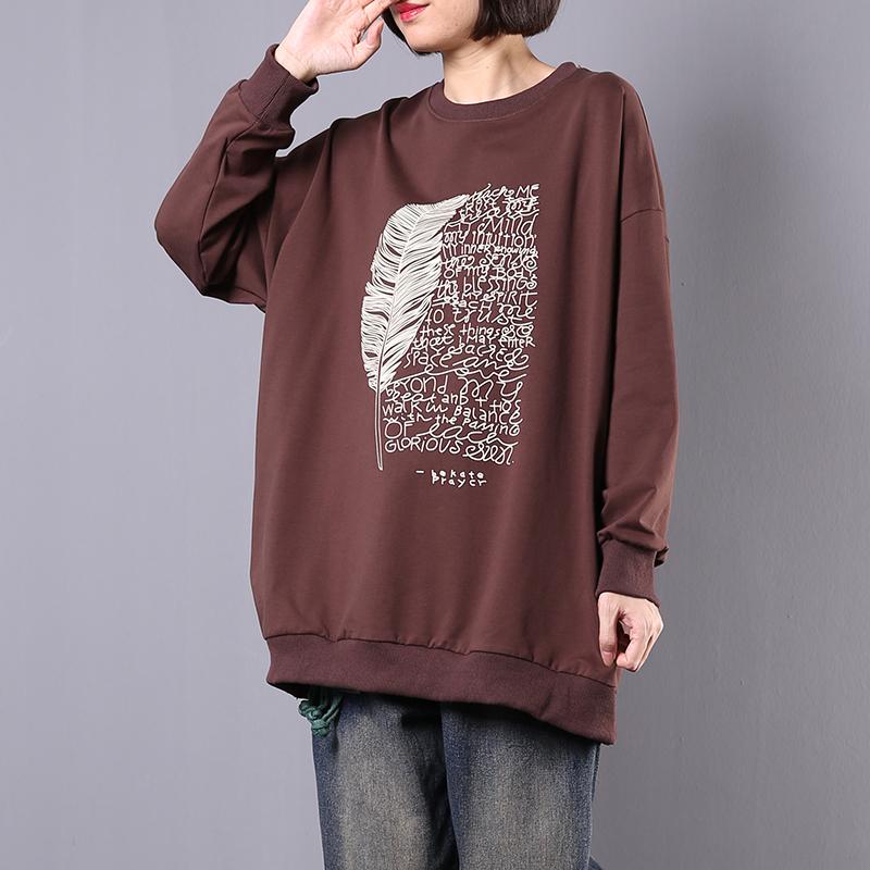 Feather And Letters Casual Loose Sweatshirt