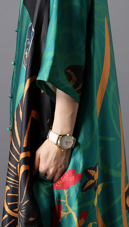 Female Literary Floral Printed Midi Dress