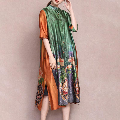 Female Literary Floral Printed Midi Dress