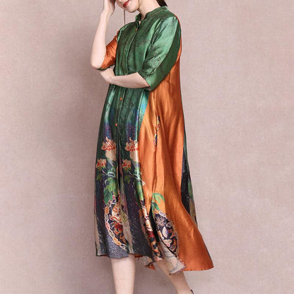 Female Literary Floral Printed Midi Dress