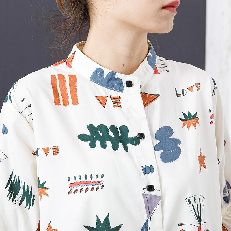 Flare Sleeve Printed Casual Loose Shirt Dress