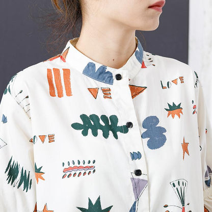 Flare Sleeve Printed Casual Loose Shirt Dress