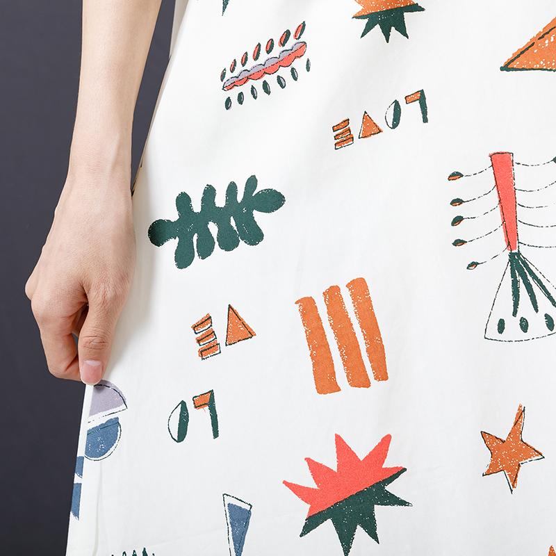 Flare Sleeve Printed Casual Loose Shirt Dress