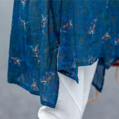 Floating Clouds Split Hem Casual Blouse