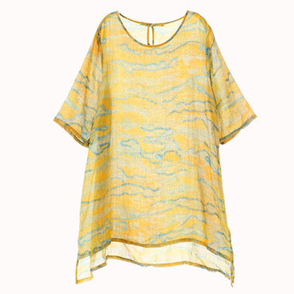 Floating Clouds Split Hem Casual Blouse
