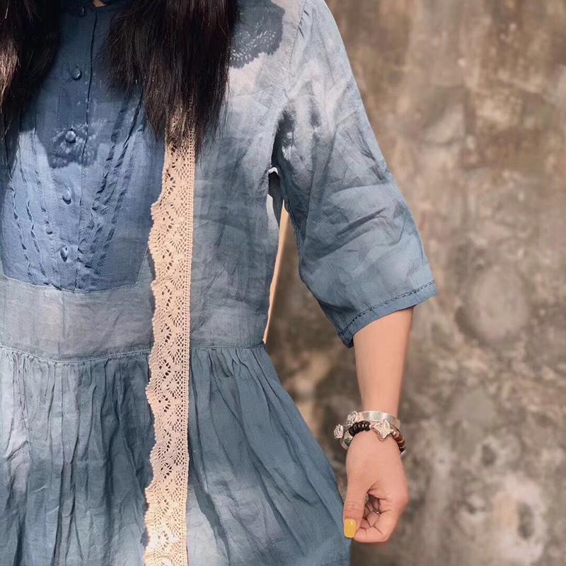 Floral Button Solid Pleated Women Dress