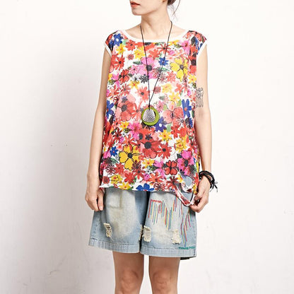 Floral Casual Print Women Sleeveless Top