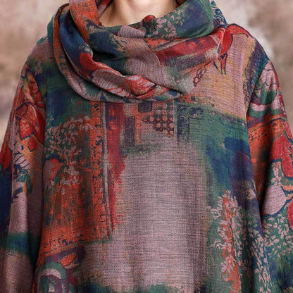 Floral Casual Soft Comfortable Dress With Scarf