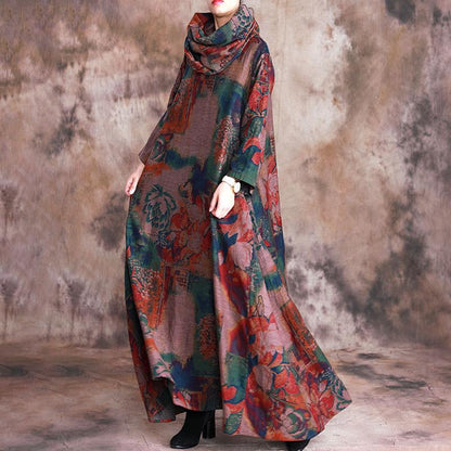 Floral Casual Soft Comfortable Dress With Scarf