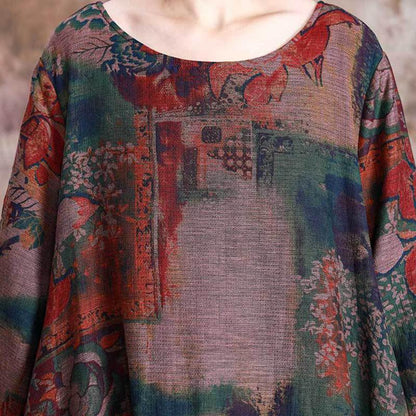 Floral Casual Soft Comfortable Dress With Scarf