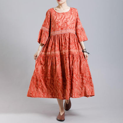Floral Embroidery Hollow Out A-Line Dress