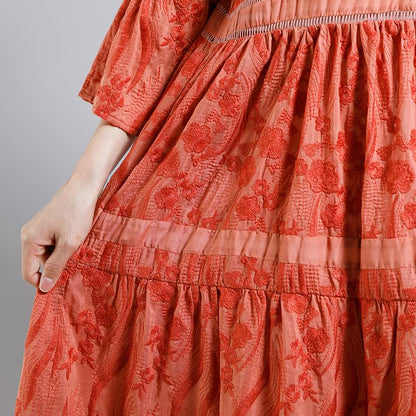 Floral Embroidery Hollow Out A-Line Dress