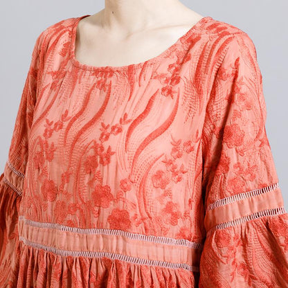 Floral Embroidery Hollow Out A-Line Dress