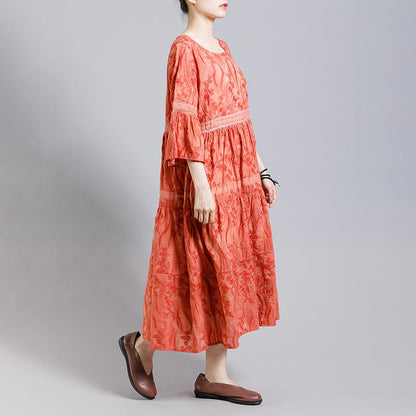 Floral Embroidery Hollow Out A-Line Dress