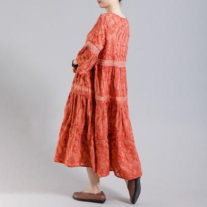 Floral Embroidery Hollow Out A-Line Dress