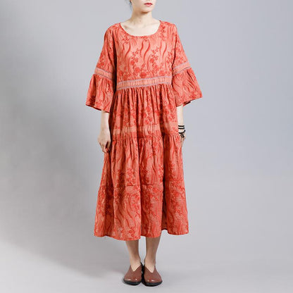 Floral Embroidery Hollow Out A-Line Dress