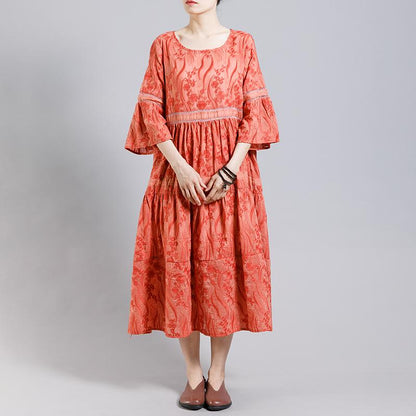 Floral Embroidery Hollow Out A-Line Dress
