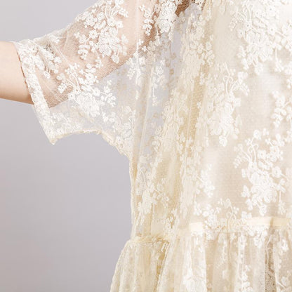 Floral Embroidery Loose Elegant Dress With Lining