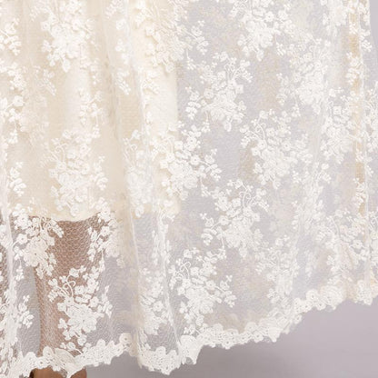 Floral Embroidery Loose Elegant Dress With Lining