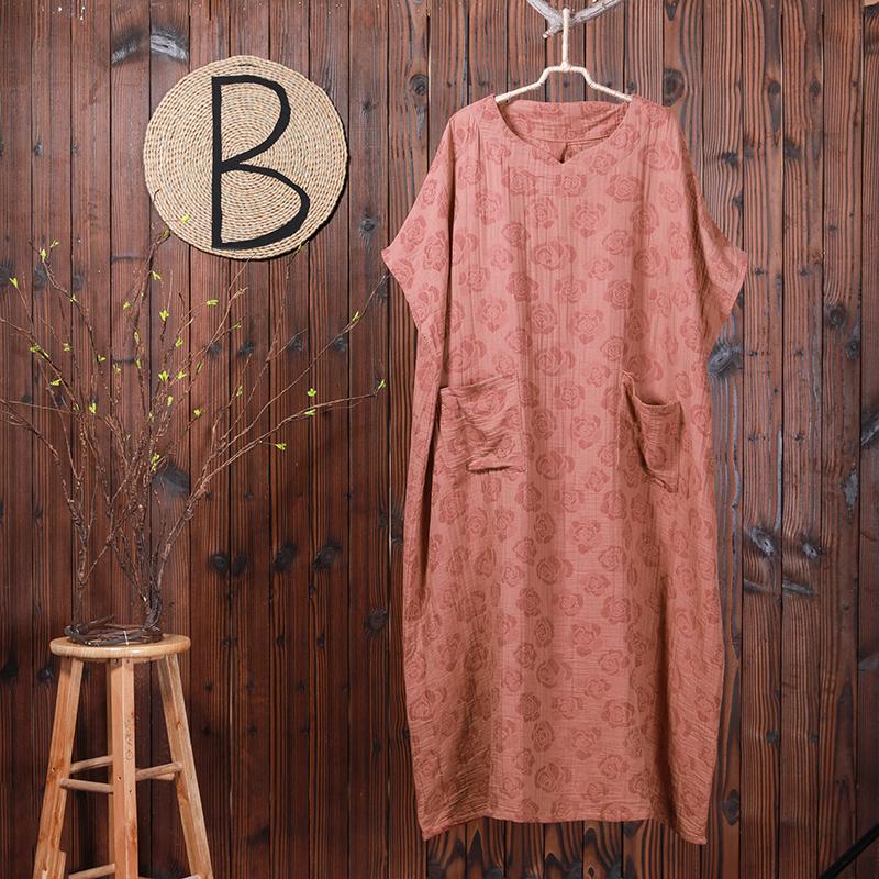 Floral Jacquard Casual Loose Midi Dress