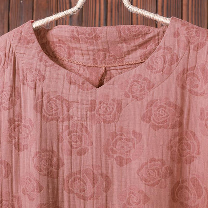 Floral Jacquard Casual Loose Midi Dress
