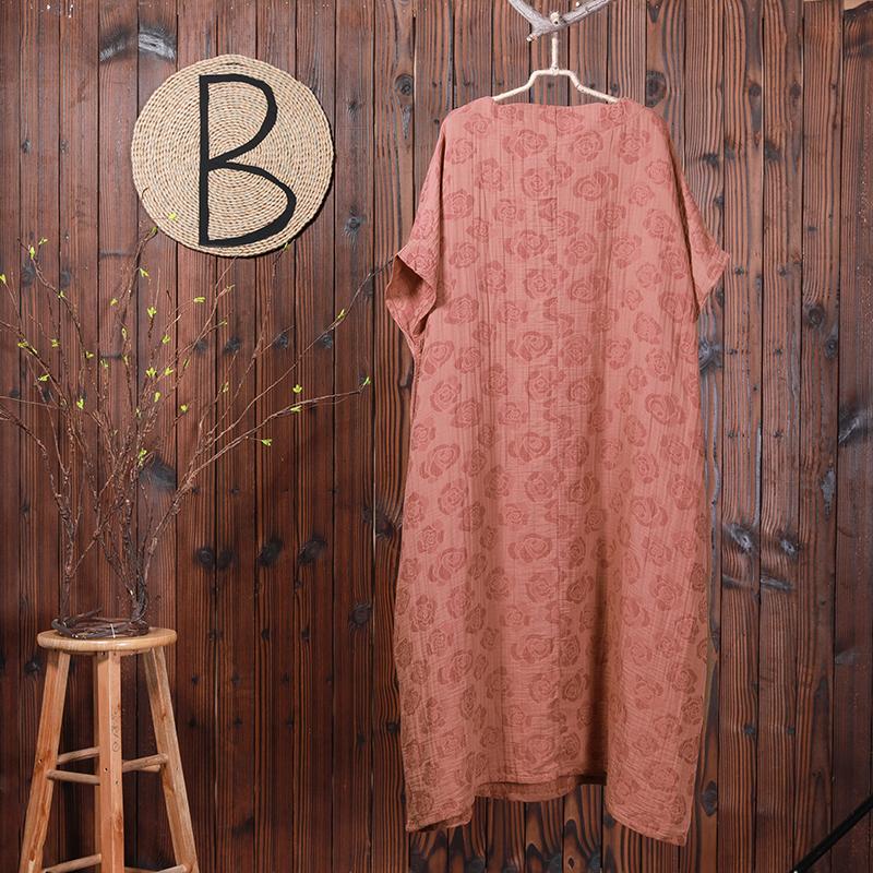 Floral Jacquard Casual Loose Midi Dress