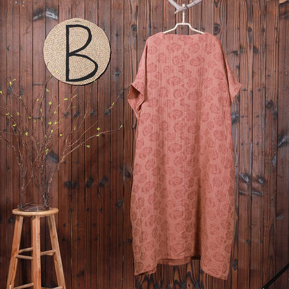Floral Jacquard Casual Loose Midi Dress