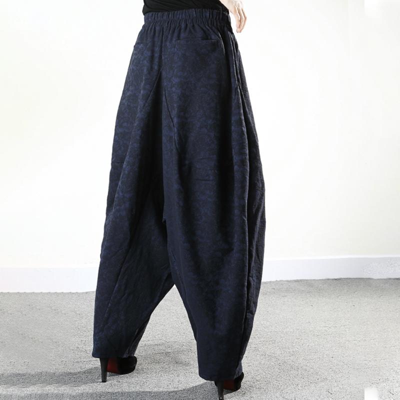 Floral Jacquard Loose Thick Harem Pants